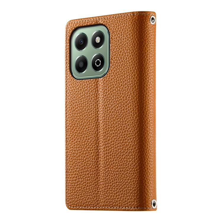 For Honor X6a / Honor X6b 4G Stitching Multi-card Zipper Wallet Leather Phone Case with Short Strap