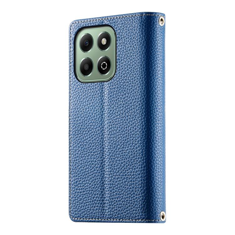 For Honor X6a / Honor X6b 4G Stitching Multi-card Zipper Wallet Leather Phone Case with Short Strap