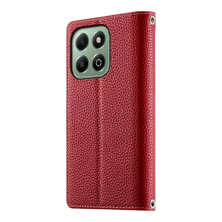 For Honor X6a / Honor X6b 4G Stitching Multi-card Zipper Wallet Leather Phone Case with Short Strap