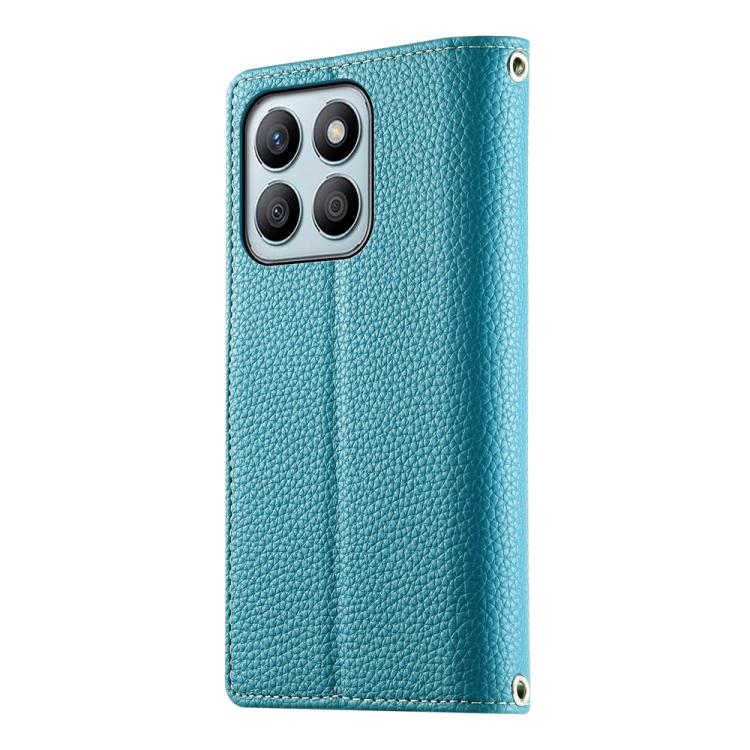 For Honor X8b Stitching Multi-card Zipper Wallet Leather Phone Case with Short Strap
