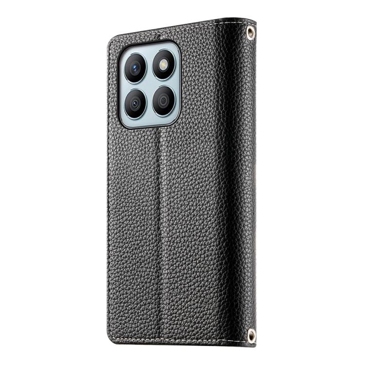 For Honor X8b Stitching Multi-card Zipper Wallet Leather Phone Case with Short Strap