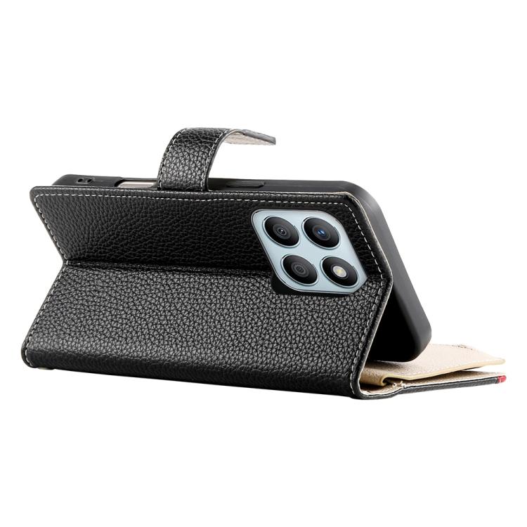 For Honor X8b Stitching Multi-card Zipper Wallet Leather Phone Case with Short Strap