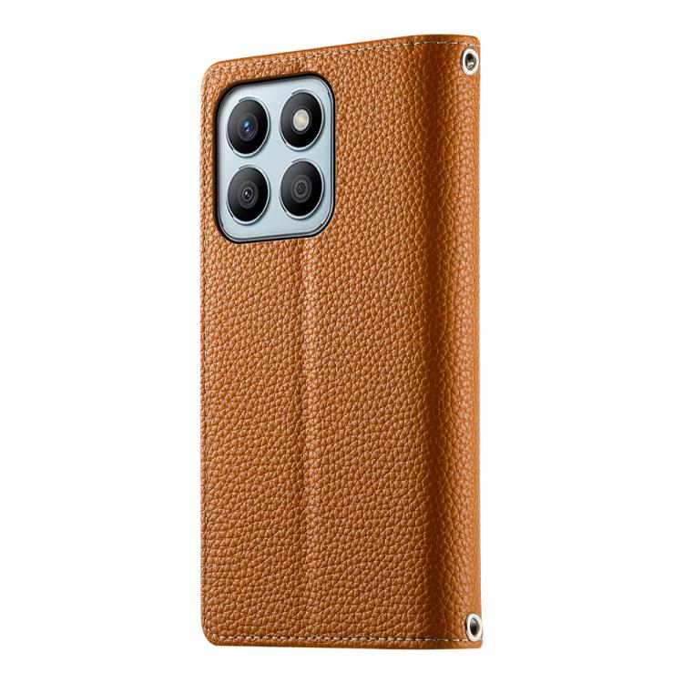 For Honor X8b Stitching Multi-card Zipper Wallet Leather Phone Case with Short Strap