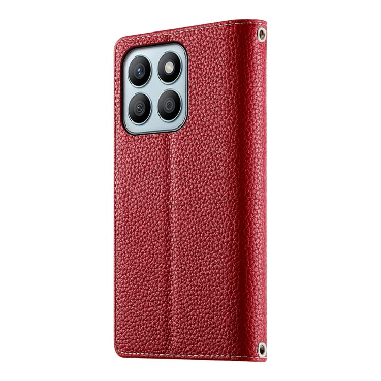 For Honor X8b Stitching Multi-card Zipper Wallet Leather Phone Case with Short Strap