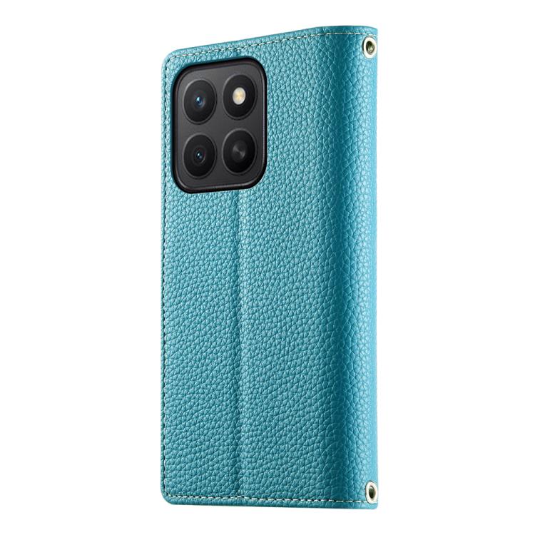 For Honor X8c 4G Stitching Multi-card Zipper Wallet Leather Phone Case with Short Strap
