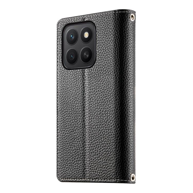 For Honor X8c 4G Stitching Multi-card Zipper Wallet Leather Phone Case with Short Strap