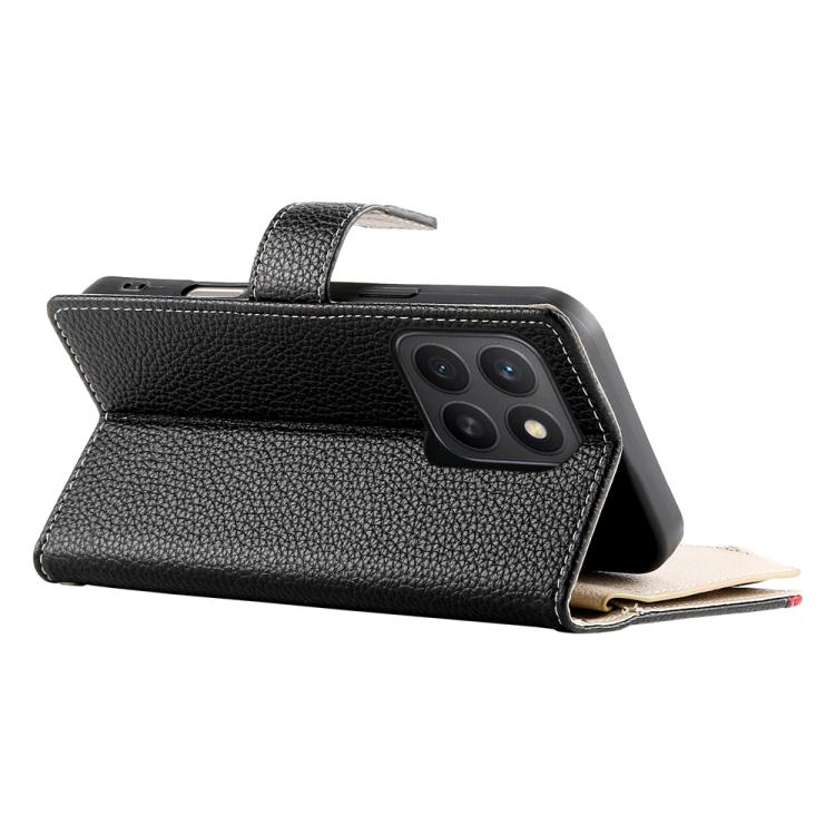 For Honor X8c 4G Stitching Multi-card Zipper Wallet Leather Phone Case with Short Strap