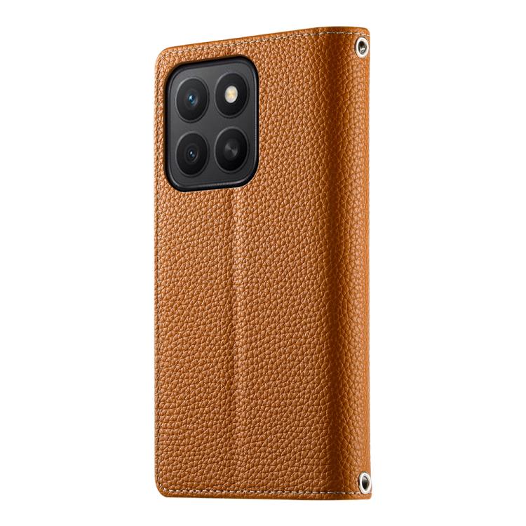 For Honor X8c 4G Stitching Multi-card Zipper Wallet Leather Phone Case with Short Strap
