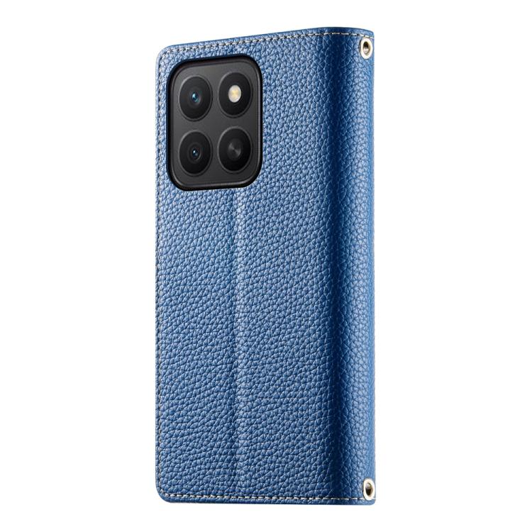 For Honor X8c 4G Stitching Multi-card Zipper Wallet Leather Phone Case with Short Strap