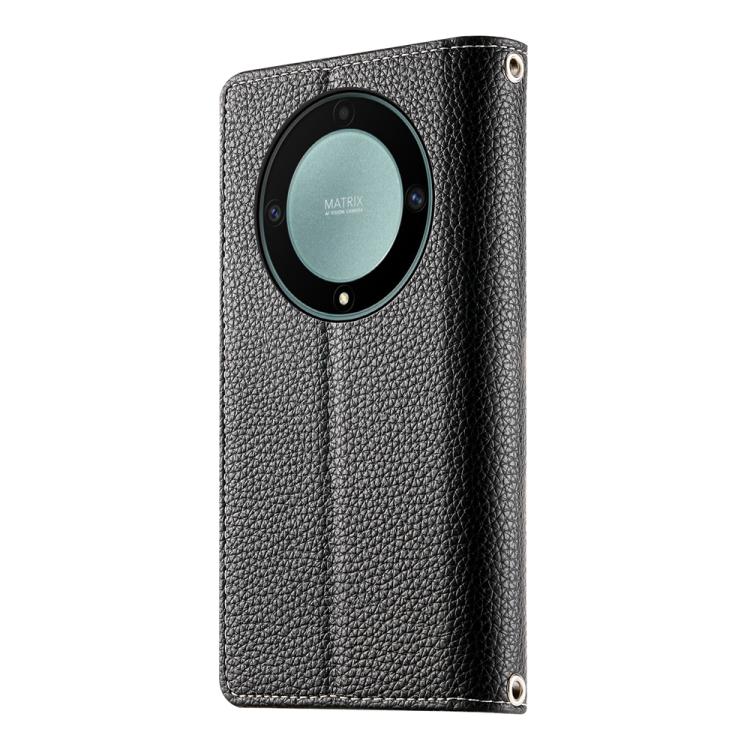 For Honor X9a / X40 / Magic5 Lite Stitching Multi-card Zipper Wallet Leather Phone Case with Short Strap