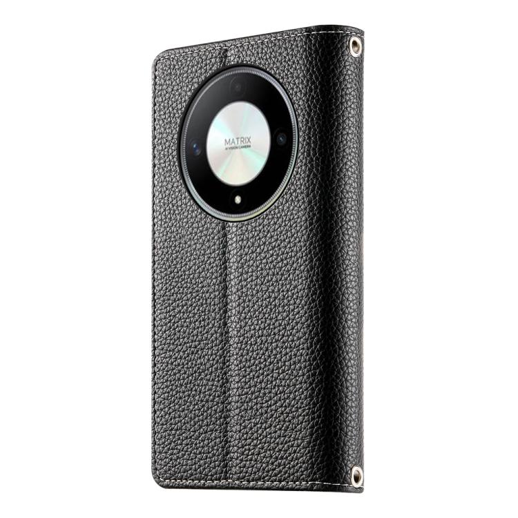 For Honor X50 / Honor X9b Stitching Multi-card Zipper Wallet Leather Phone Case with Short Strap