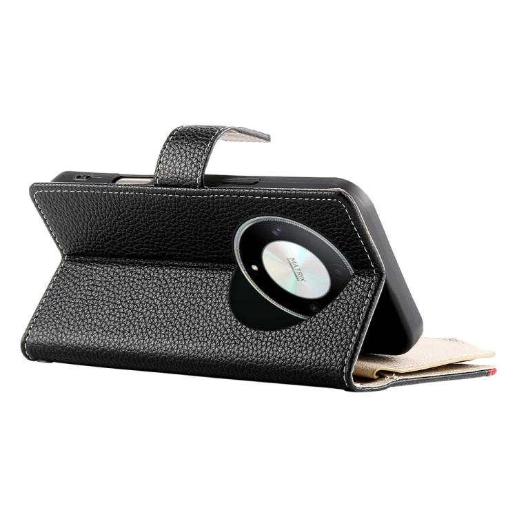 For Honor X50 / Honor X9b Stitching Multi-card Zipper Wallet Leather Phone Case with Short Strap