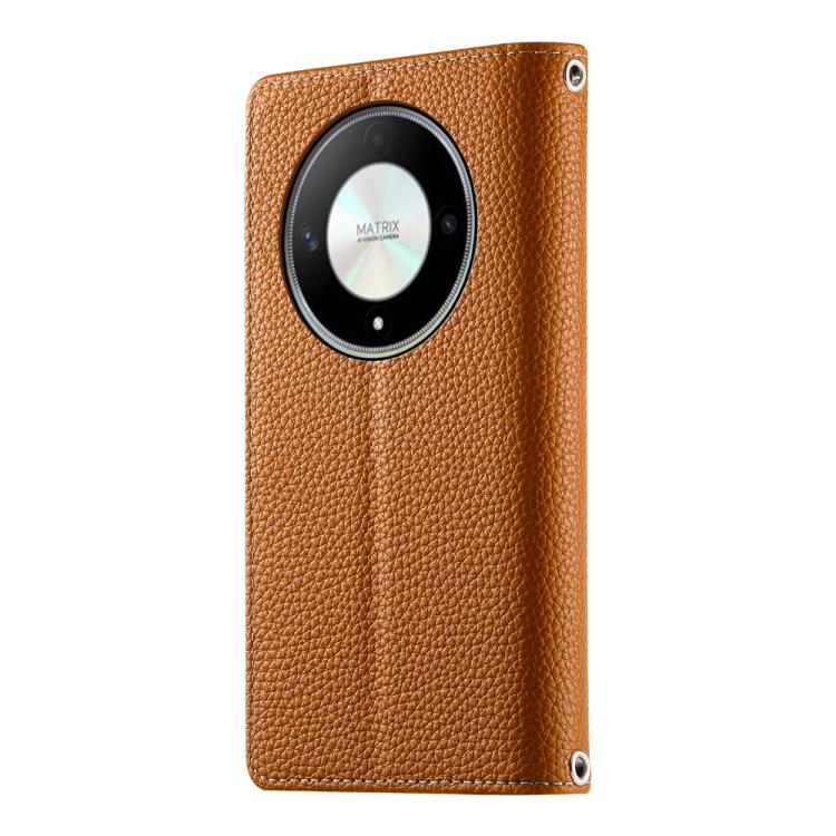 For Honor X50 / Honor X9b Stitching Multi-card Zipper Wallet Leather Phone Case with Short Strap