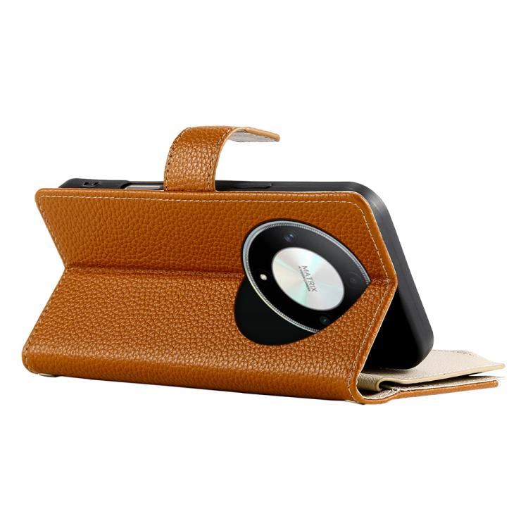For Honor X50 / Honor X9b Stitching Multi-card Zipper Wallet Leather Phone Case with Short Strap