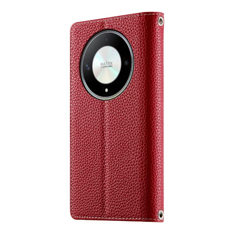For Honor X50 / Honor X9b Stitching Multi-card Zipper Wallet Leather Phone Case with Short Strap
