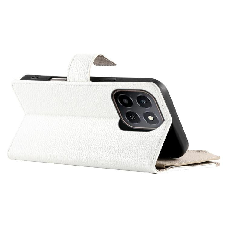For Honor X6c 4G / X5b / X5b Plus Stitching Multi-card Zipper Wallet Leather Phone Case with Short Strap