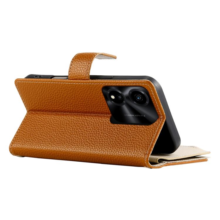 For Honor X5c Plus Stitching Multi-card Zipper Wallet Leather Phone Case with Short Strap