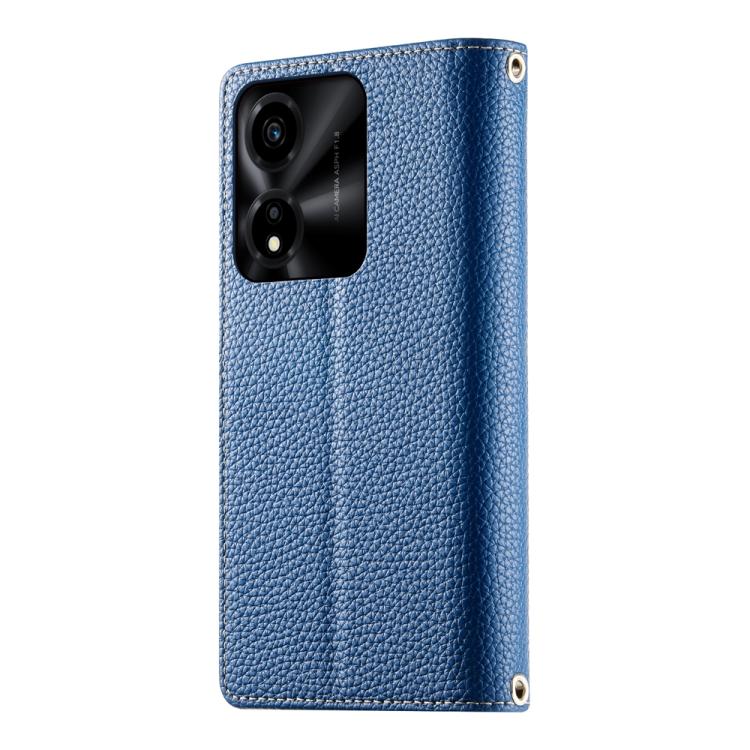 For Honor X5c Plus Stitching Multi-card Zipper Wallet Leather Phone Case with Short Strap