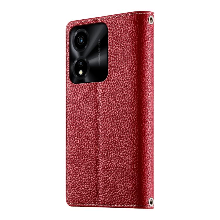 For Honor X5c Plus Stitching Multi-card Zipper Wallet Leather Phone Case with Short Strap