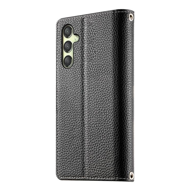 For Samsung Galaxy A25 5G Stitching Multi-card Zipper Wallet Leather Phone Case with Short Strap