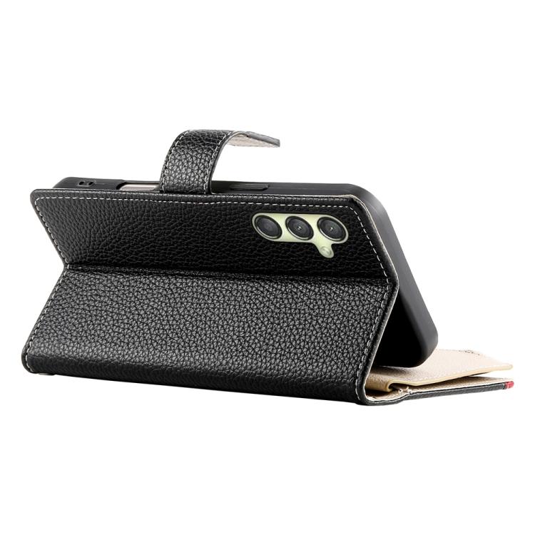 For Samsung Galaxy A25 5G Stitching Multi-card Zipper Wallet Leather Phone Case with Short Strap