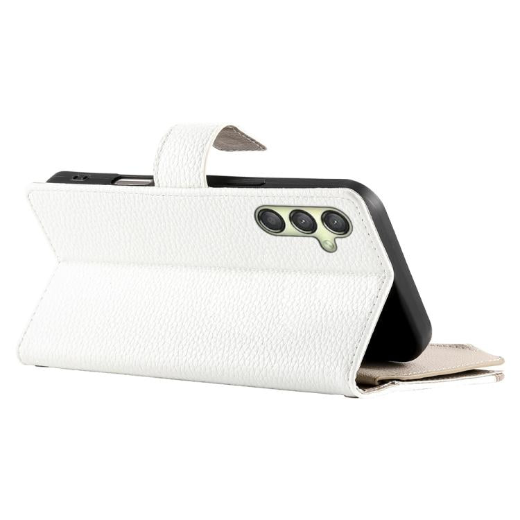 For Samsung Galaxy A25 5G Stitching Multi-card Zipper Wallet Leather Phone Case with Short Strap