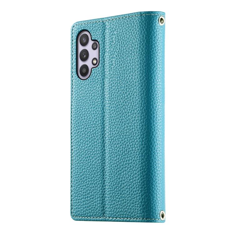For Samsung Galaxy A32 5G Stitching Multi-card Zipper Wallet Leather Phone Case with Short Strap