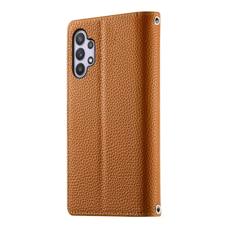 For Samsung Galaxy A32 5G Stitching Multi-card Zipper Wallet Leather Phone Case with Short Strap