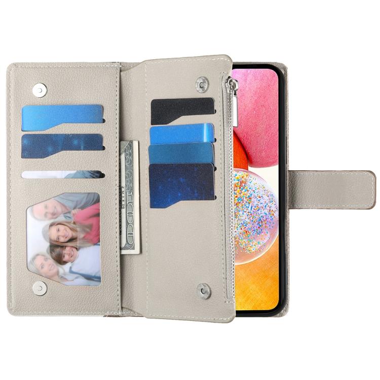 For Samsung Galaxy A32 5G Stitching Multi-card Zipper Wallet Leather Phone Case with Short Strap
