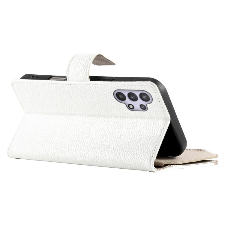 For Samsung Galaxy A32 5G Stitching Multi-card Zipper Wallet Leather Phone Case with Short Strap