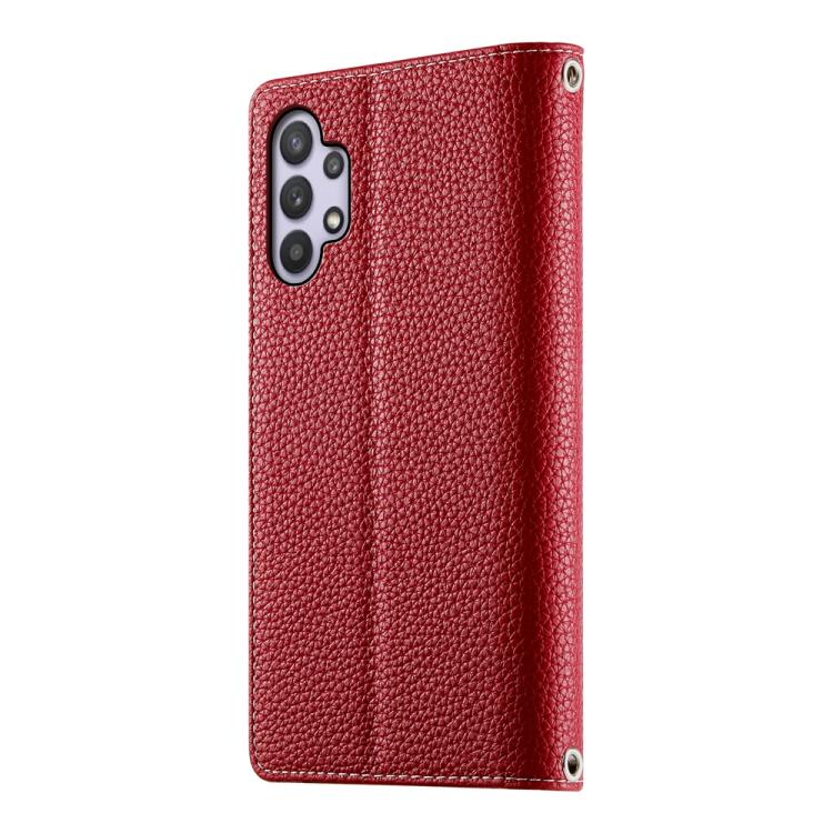 For Samsung Galaxy A32 5G Stitching Multi-card Zipper Wallet Leather Phone Case with Short Strap