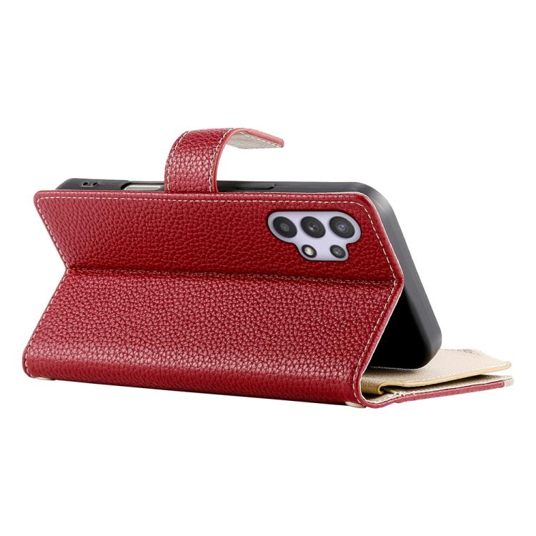 For Samsung Galaxy A32 5G Stitching Multi-card Zipper Wallet Leather Phone Case with Short Strap