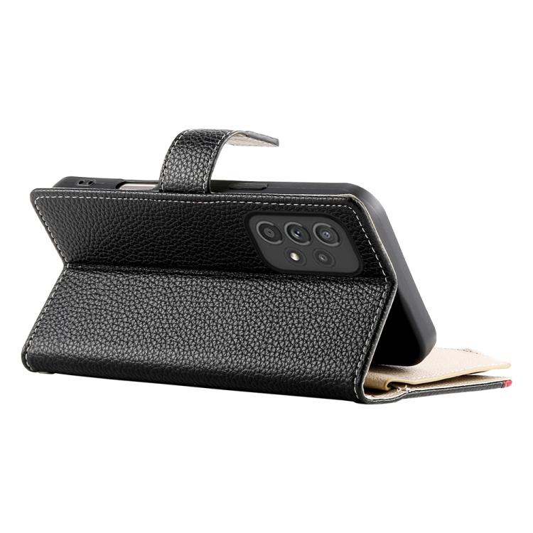 For Samsung Galaxy A33 5G Stitching Multi-card Zipper Wallet Leather Phone Case with Short Strap