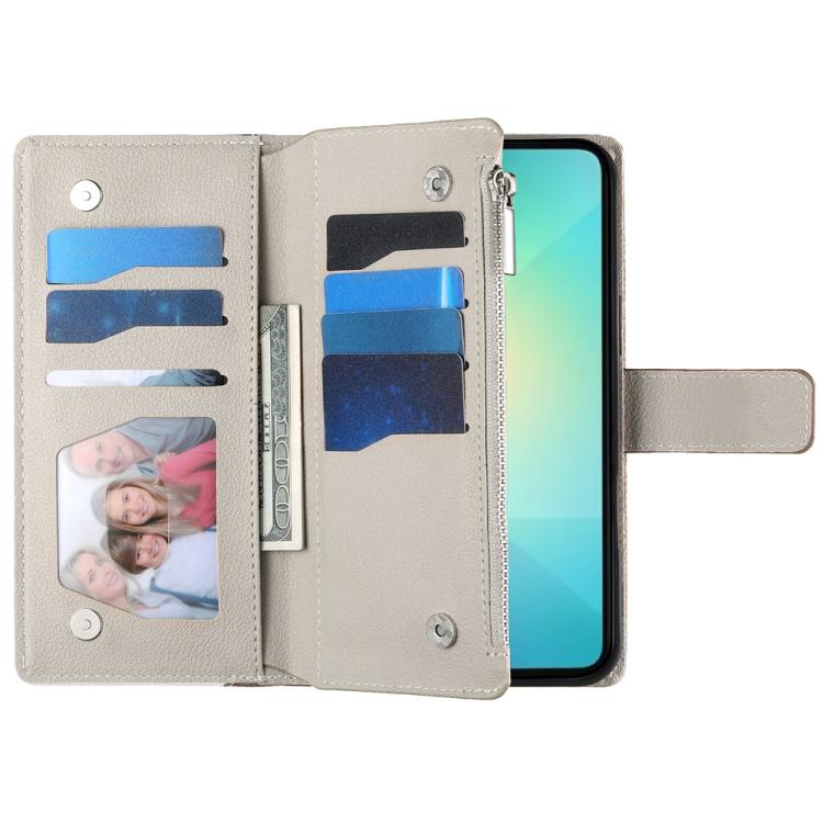 For Samsung Galaxy A53 5G Stitching Multi-card Zipper Wallet Leather Phone Case with Short Strap