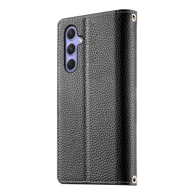 For Samsung Galaxy A55 5G Stitching Multi-card Zipper Wallet Leather Phone Case with Short Strap