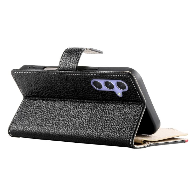 For Samsung Galaxy A55 5G Stitching Multi-card Zipper Wallet Leather Phone Case with Short Strap