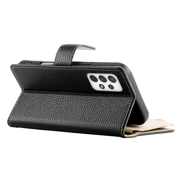 For Samsung Galaxy A72 4G / 5G Stitching Multi-card Zipper Wallet Leather Phone Case with Short Strap