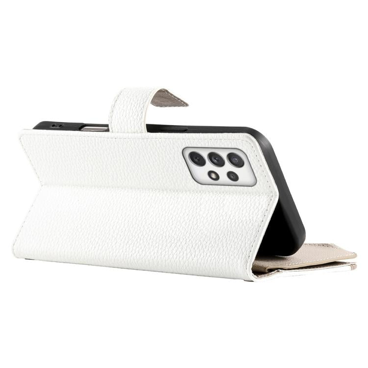 For Samsung Galaxy A72 4G / 5G Stitching Multi-card Zipper Wallet Leather Phone Case with Short Strap