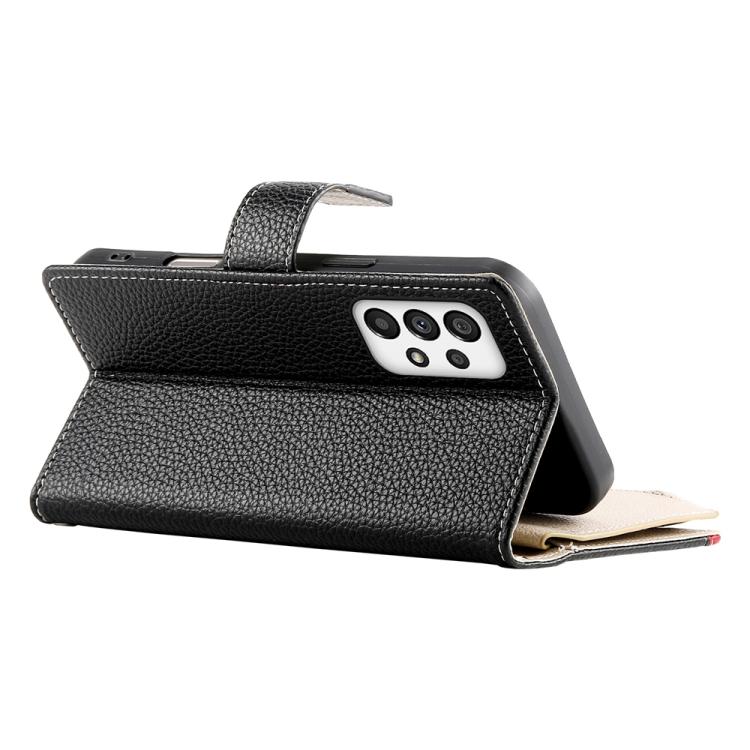 For Samsung Galaxy A73 5G Stitching Multi-card Zipper Wallet Leather Phone Case with Short Strap
