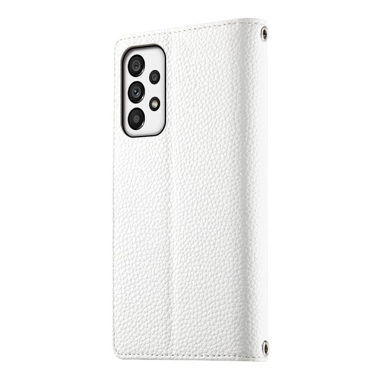 For Samsung Galaxy A73 5G Stitching Multi-card Zipper Wallet Leather Phone Case with Short Strap