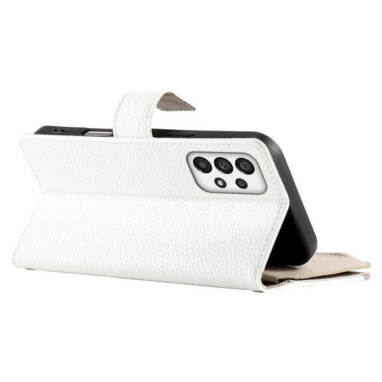 For Samsung Galaxy A73 5G Stitching Multi-card Zipper Wallet Leather Phone Case with Short Strap