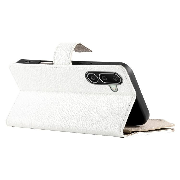For Galaxy A27 5G Stitching Multi-card Zipper Wallet Leather Phone Case with Short Strap