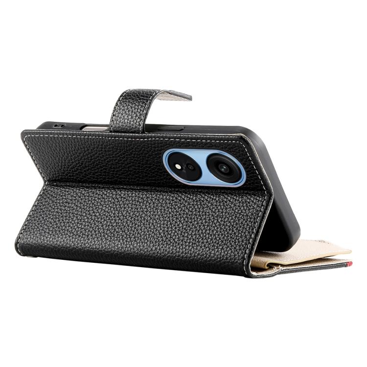 For OPPO A1 Pro / Reno8 T 5G Stitching Multi-card Zipper Wallet Leather Phone Case with Short Strap