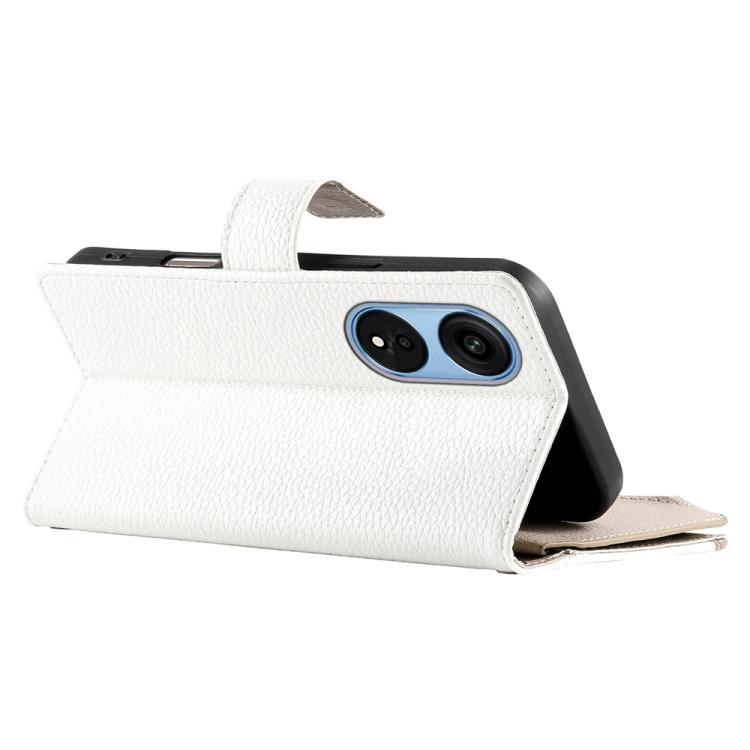 For OPPO A1 Pro / Reno8 T 5G Stitching Multi-card Zipper Wallet Leather Phone Case with Short Strap