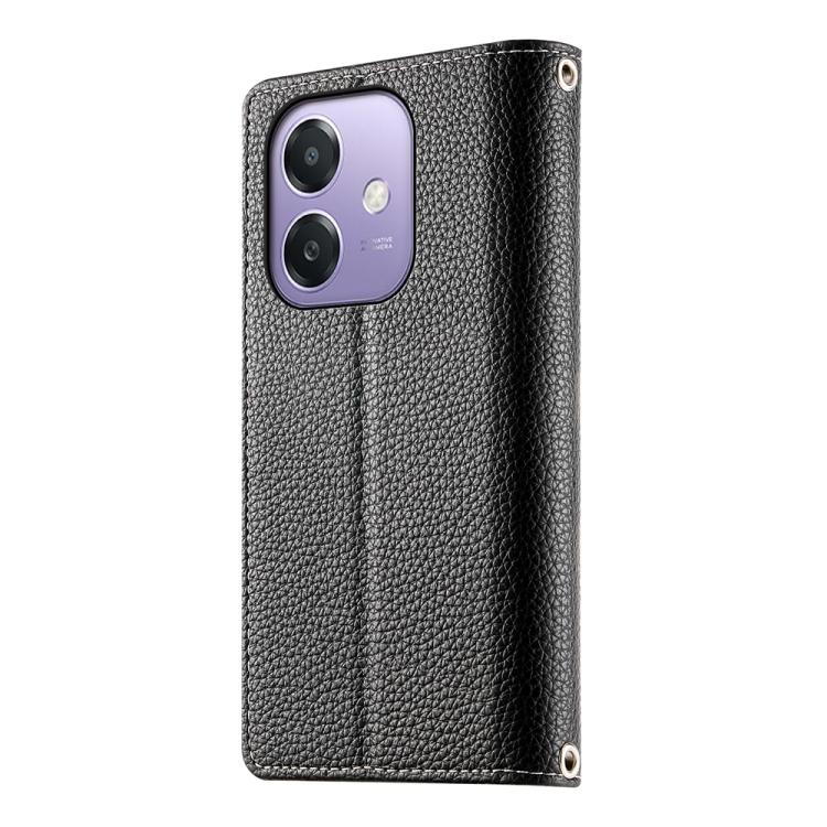 For OPPO A5x 5G / A3 4G / 5G / A3x 4G / 5G Stitching Multi-card Zipper Wallet Leather Phone Case with Short Strap