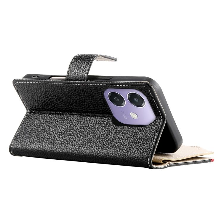 For OPPO A5x 5G / A3 4G / 5G / A3x 4G / 5G Stitching Multi-card Zipper Wallet Leather Phone Case with Short Strap