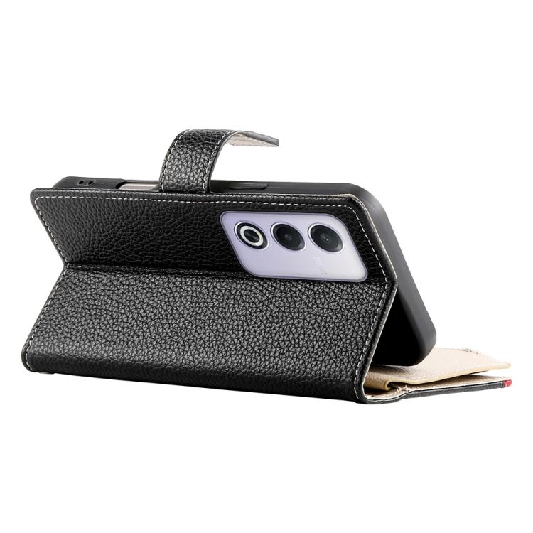 For OPPO A5 5G Global / A3 Pro 5G / A80 5G Stitching Multi-card Zipper Wallet Leather Phone Case with Short Strap