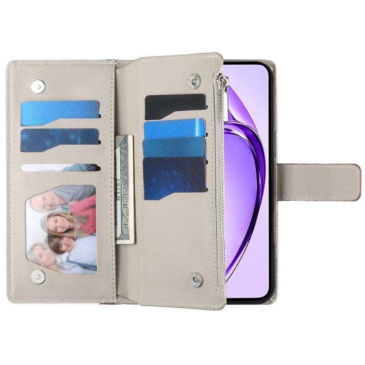 For OPPO A18 / A38 Global Stitching Multi-card Zipper Wallet Leather Phone Case with Short Strap