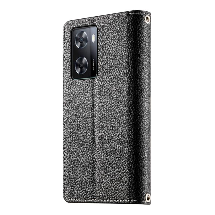For OPPO A57 4G / A57s / A77 4G / A77s Stitching Multi-card Zipper Wallet Leather Phone Case with Short Strap