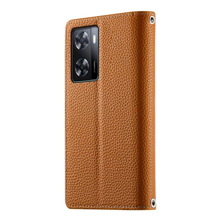 For OPPO A57 4G / A57s / A77 4G / A77s Stitching Multi-card Zipper Wallet Leather Phone Case with Short Strap